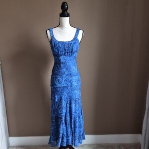 Jones Studio Blue Patterned Maxi Dress